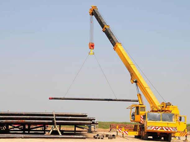 A lifting crane which is used to carry heavy loads in the oil and gas industry.